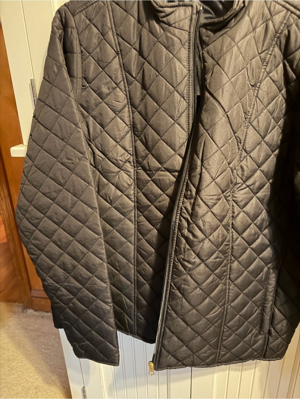 Kim Rogers Quilted Black Diamond-Pattern Puffer Jacket